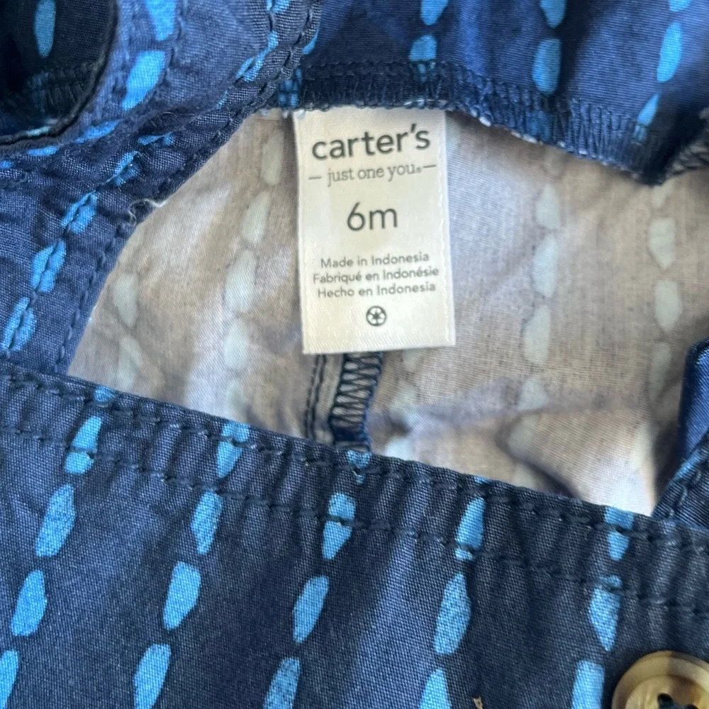 Carter’s Just One You Baby Boy Overalls Stripes Navy Light Blue 6 Months Summer